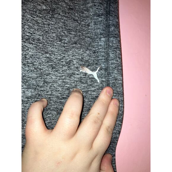 Puma Heather Grey Activewear Leggings Mesh Detail Size Medium - Picture 2 of 5